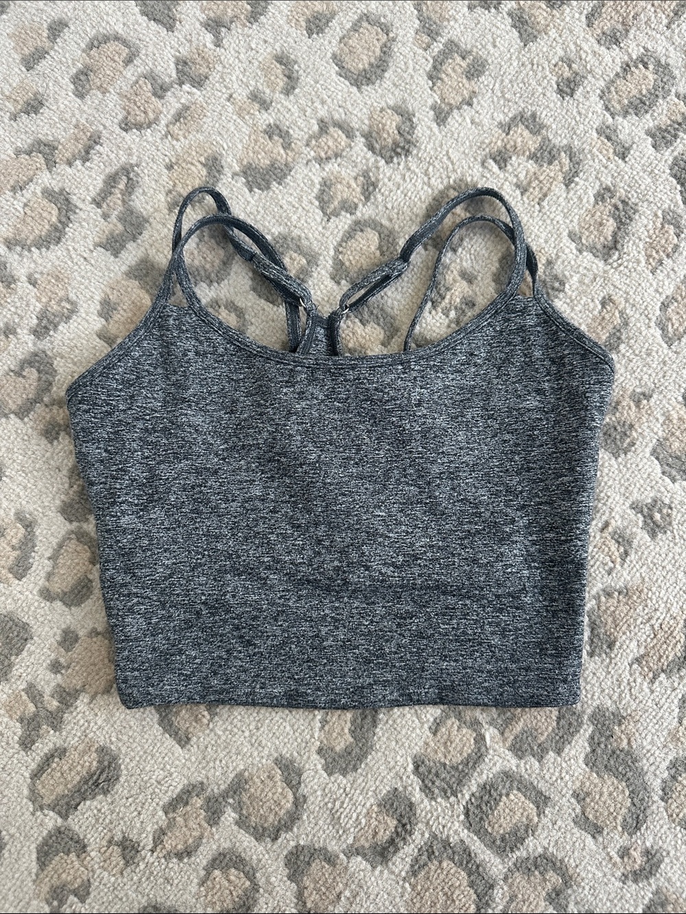 Bombshell Sportswear Heathered Grey Strappy Long Line Sports Bra